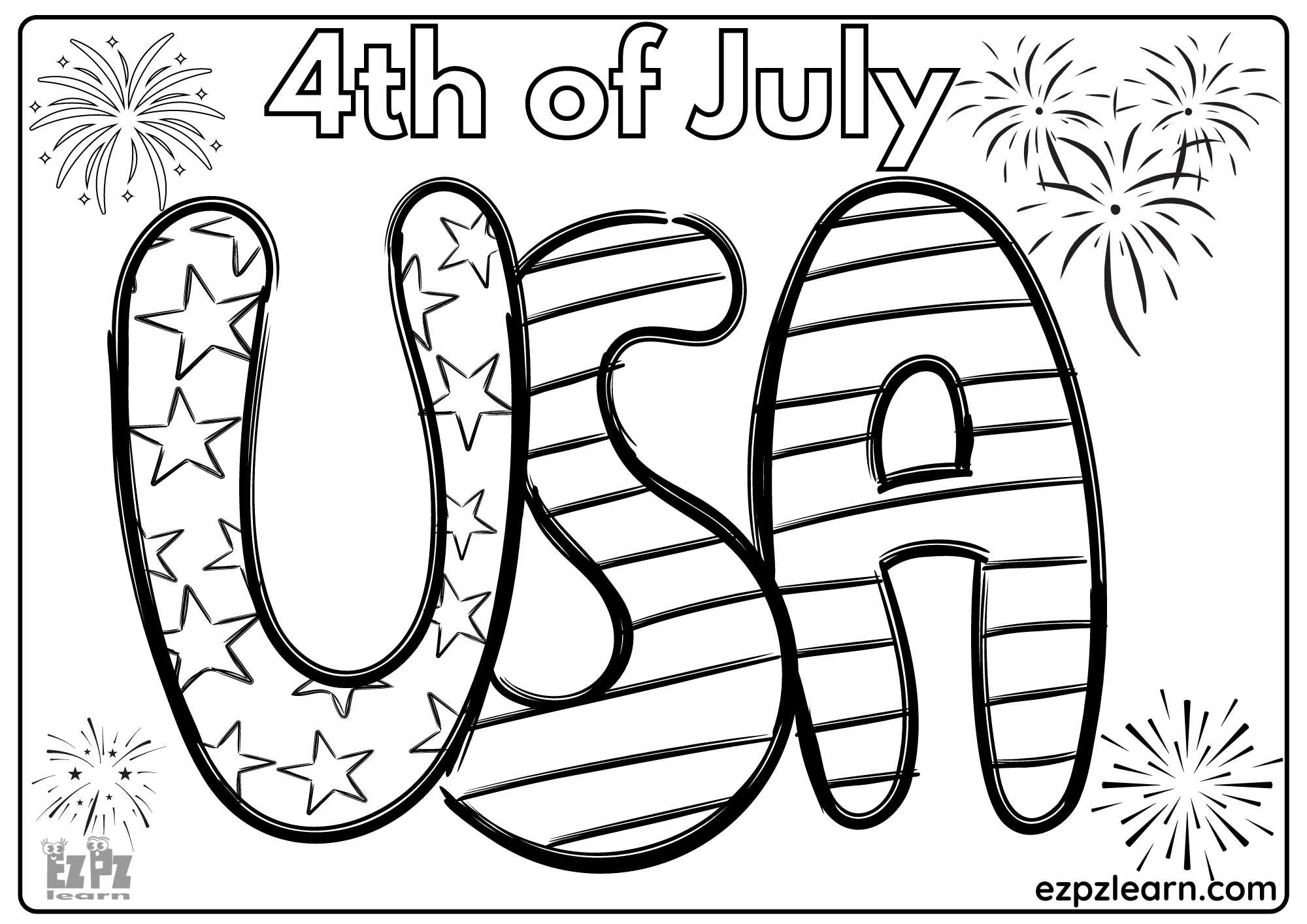 4th of July Independence Day Coloring Page 2